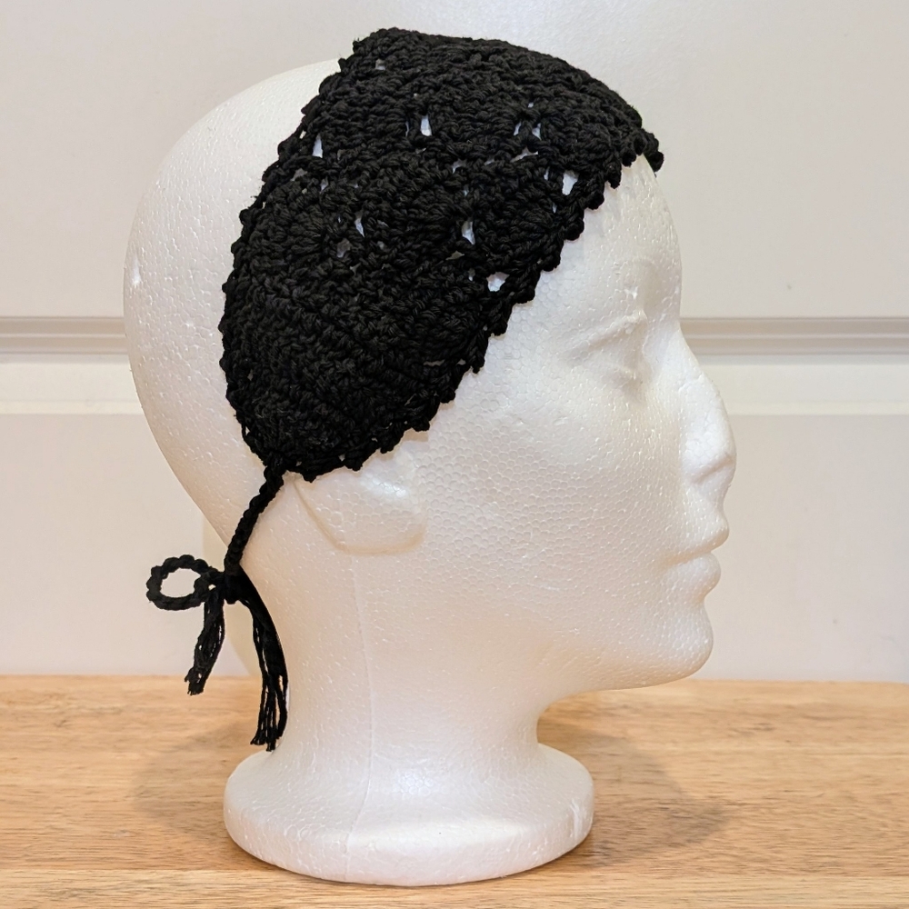 NWOT Beckwoman Handmade Crocheted Cotton Tie Back Hairband - Picture 4 of 7